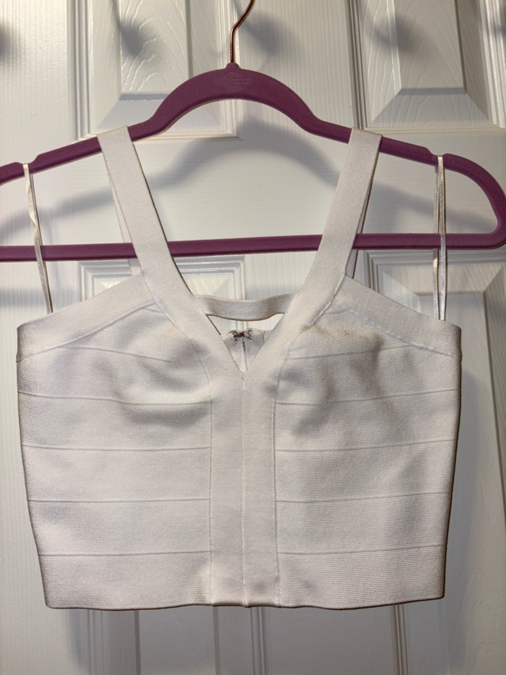 Guess White Textured Bandage Crop Top